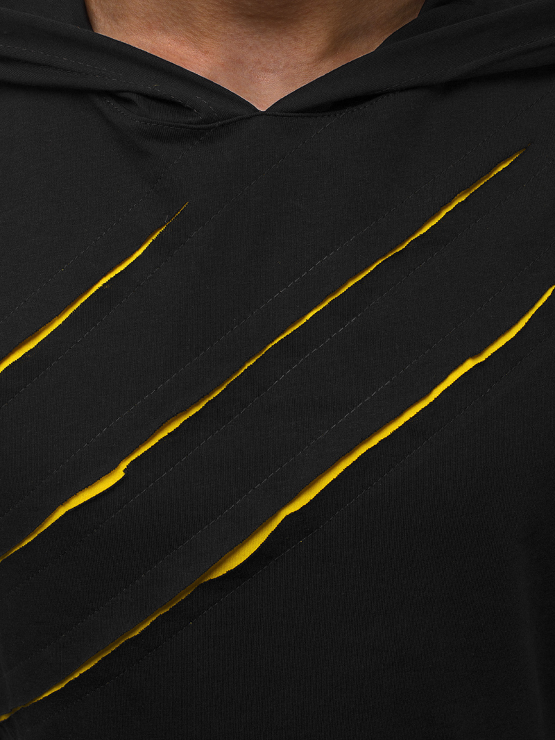 Camiseta sin mangas de hombre negro-amarillo OZONEE O/1254Z