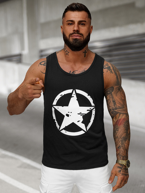 Camiseta sin mangas de hombre negra OZONEE JS/8B1706/3Z