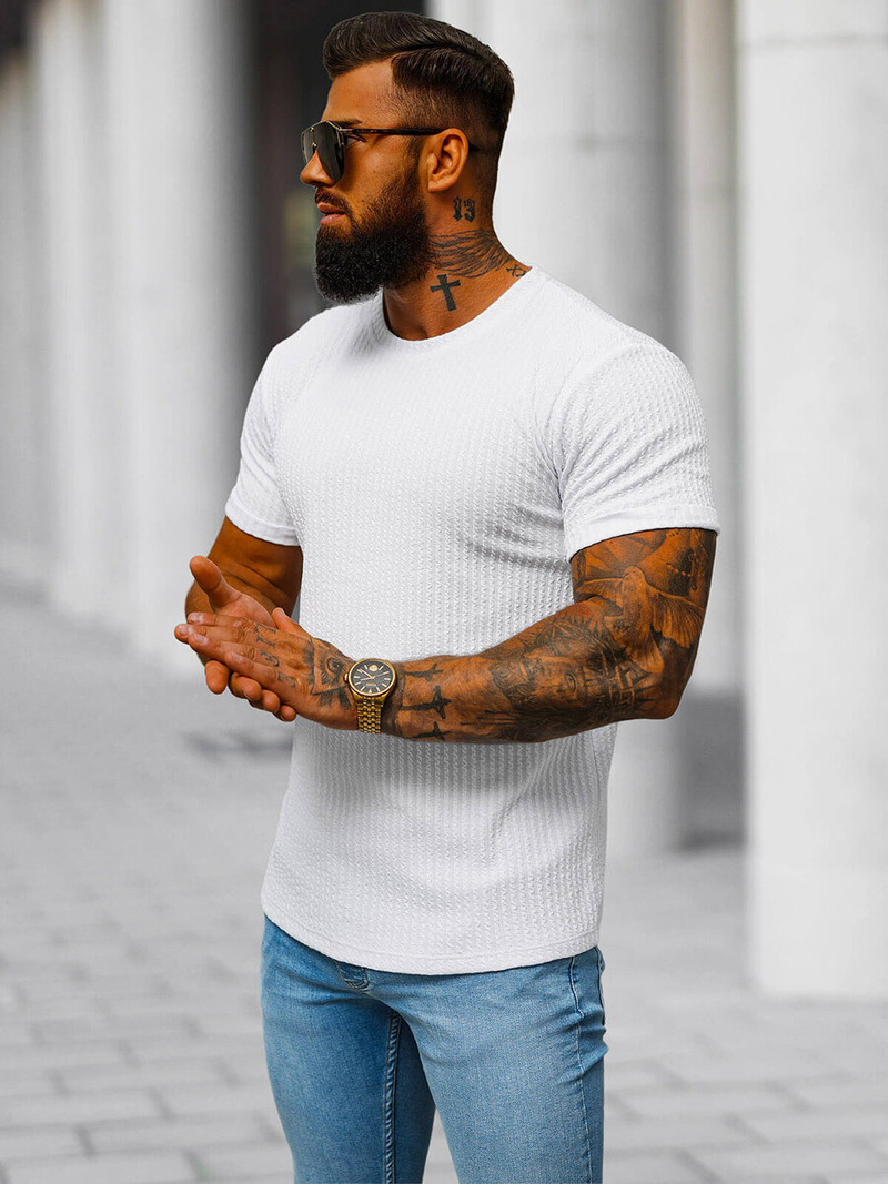 Camiseta de hombre blanco OZONEE O/7766T