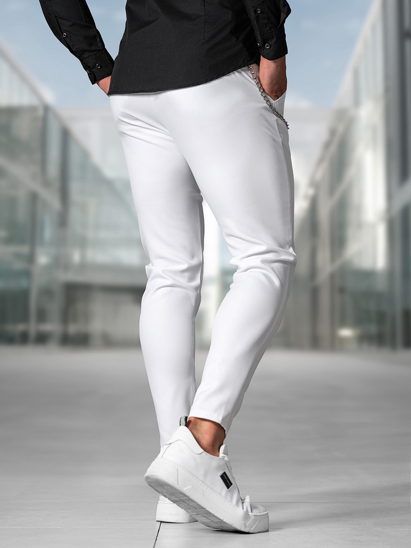 Pantalón chino de hombre blancos OZONEE DJ/3300Z