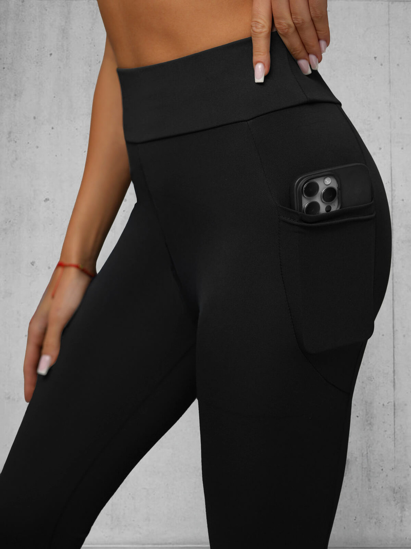 Leggings para mujer con piernas anchas negras OZONEE JS/35K1603/3