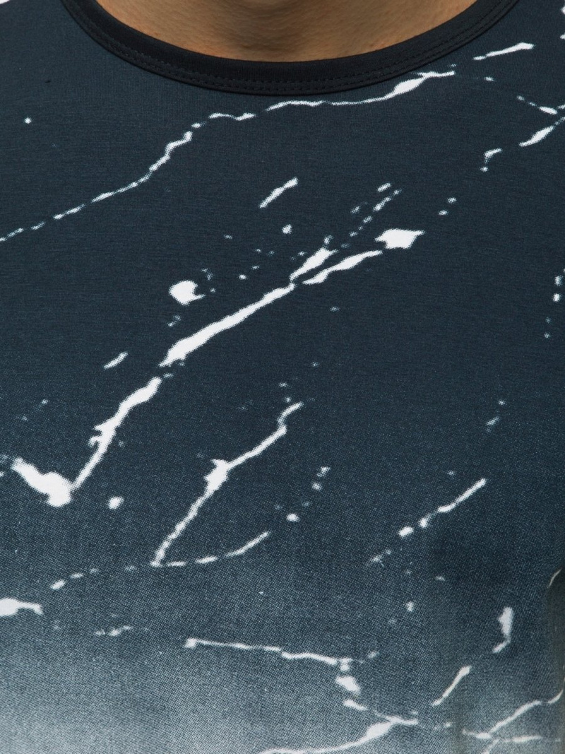 Camiseta de hombre azul marino amarillo OZONEE JS/SS11119