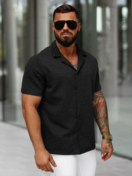 Camisa de hombre con manga corta negra OZONEE O/B2258