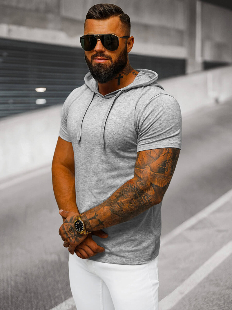 Camiseta de hombre gris OZONEE JS/8T89/2