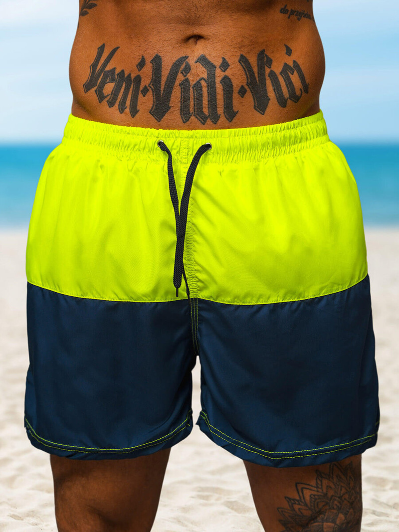 Bañador de hombre amarillo/azul marino OZONEE JS/HM066