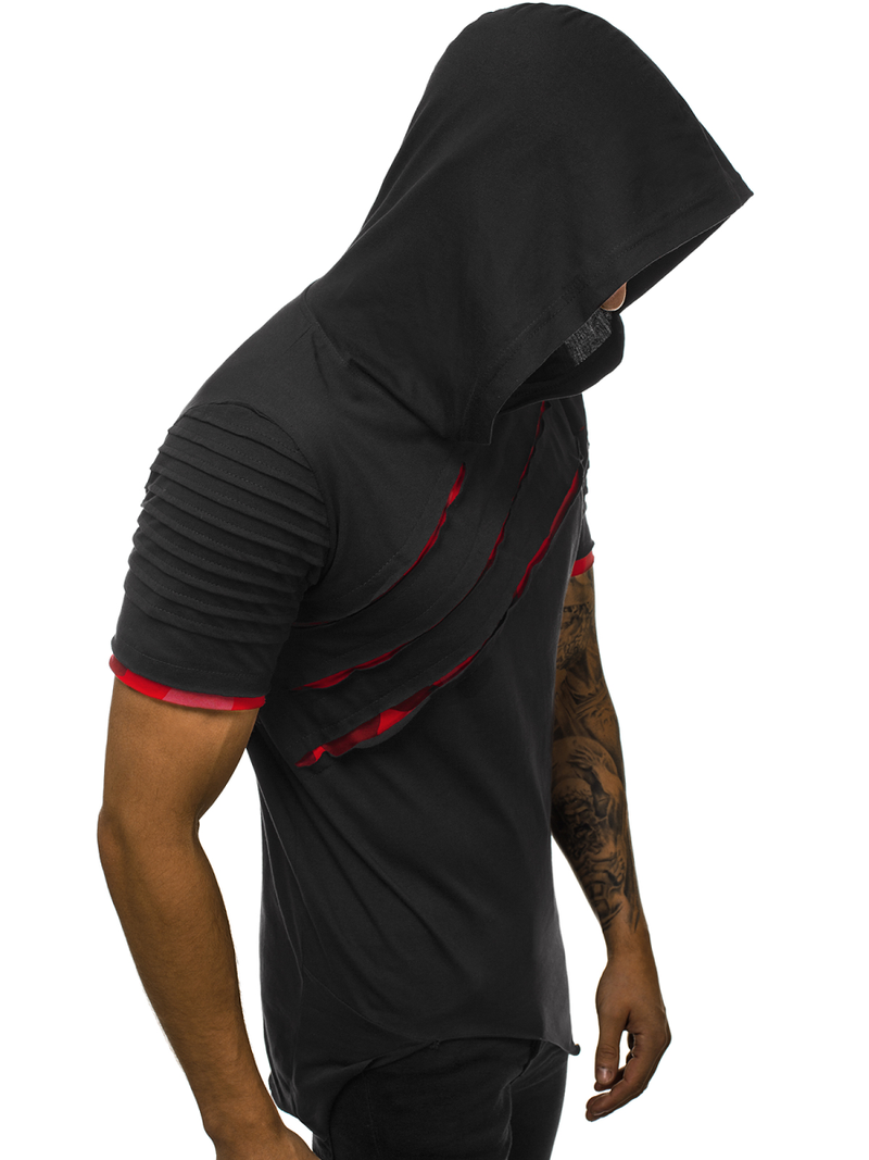 Camiseta de hombre negro-roja OZONEE O/1187XZ