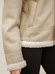 Chaqueta de cuero para mujer beige OZONEE JS/11Z8178