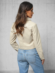 Chaqueta de cuero para mujer beige OZONEE O/G117