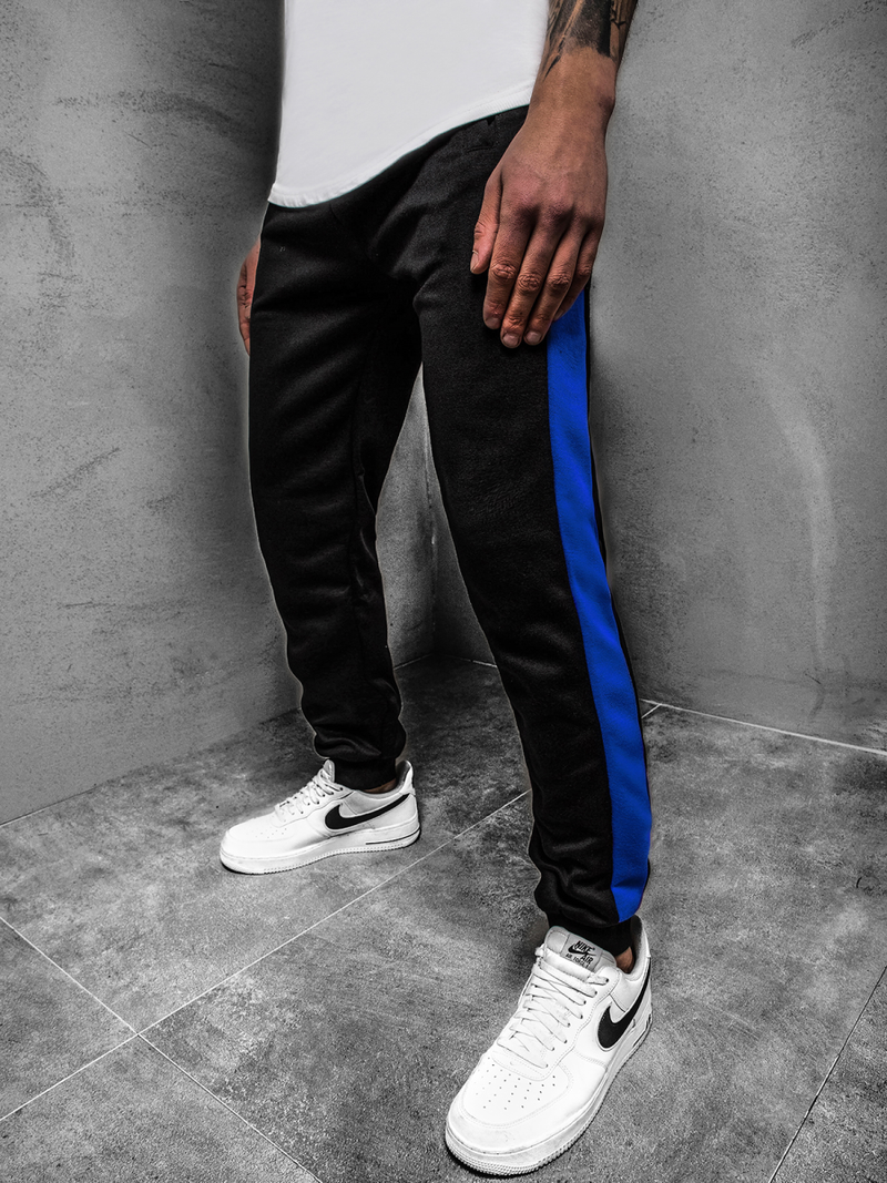 Pantalón de chándal de hombre negro-azul OZONEE JS/JZ11003Z