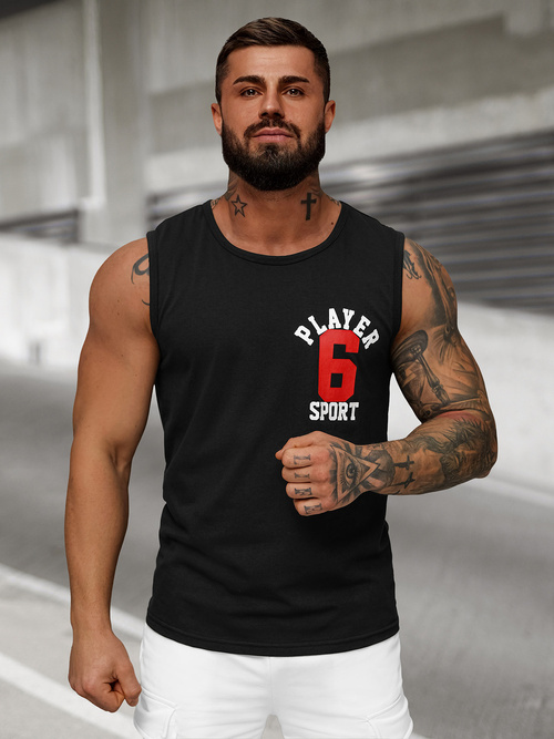 Camiseta sin mangas de hombre negra OZONEE JS/8B1717/3Z