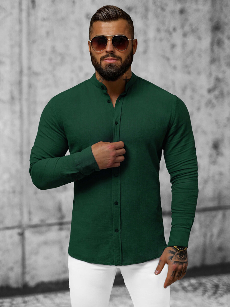 Camisa de hombre verde OZONEE O/V78