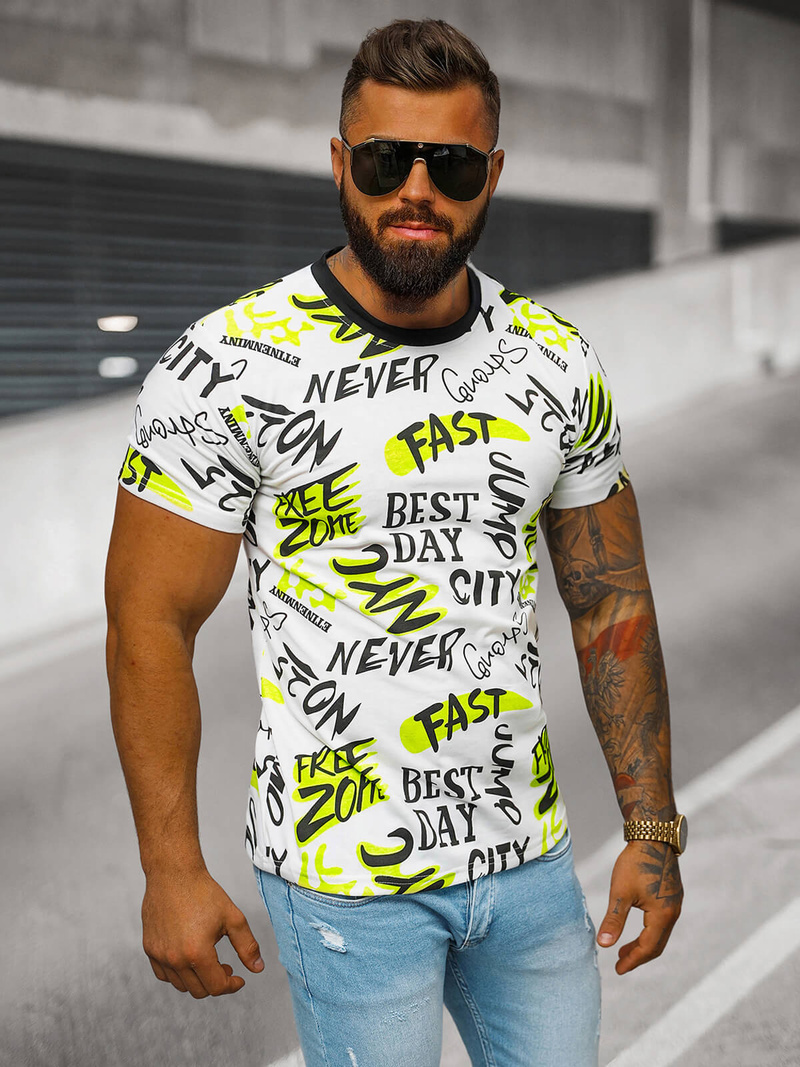 Camiseta de hombre blanco OZONEE JS/8T1210/1
