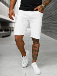 Pantalones cortos de mezclilla para hombre blancos OZONEE O/UM873