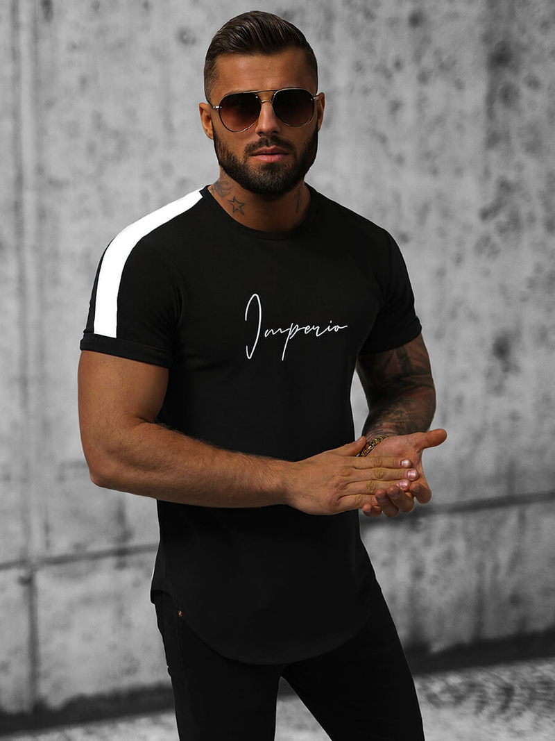 Camiseta de hombre negras OZONEE O/P1180
