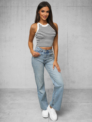 Camiseta sin mangas para mujer blanco/negro OZONEE O/JK6557