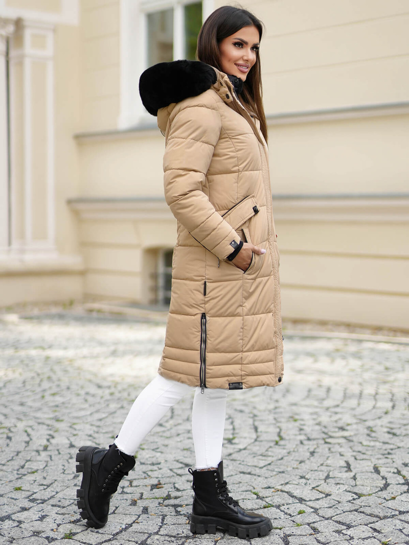 Chaqueta de mujer beige OZONEE O/W377Z