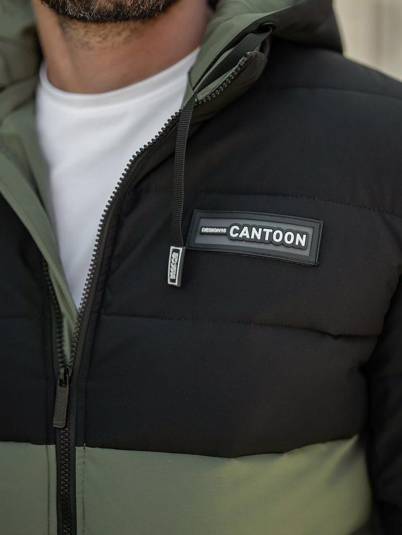Chaqueta de invierno de hombre negro-verde OZONEE JS/31M5083/136