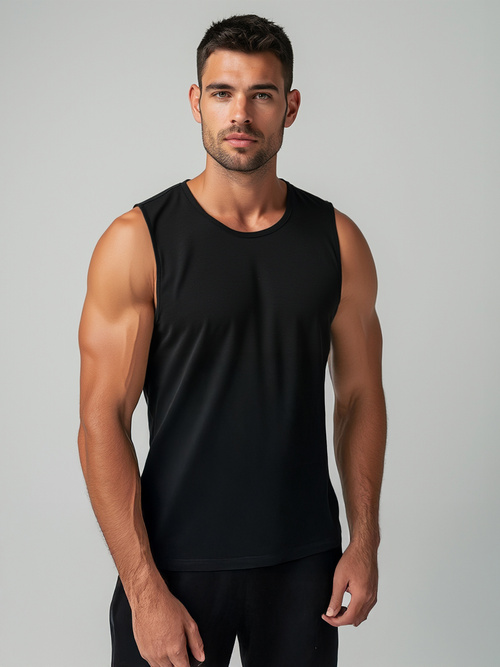 Camiseta sin mangas de hombre negra OZONEE JS/99001Z