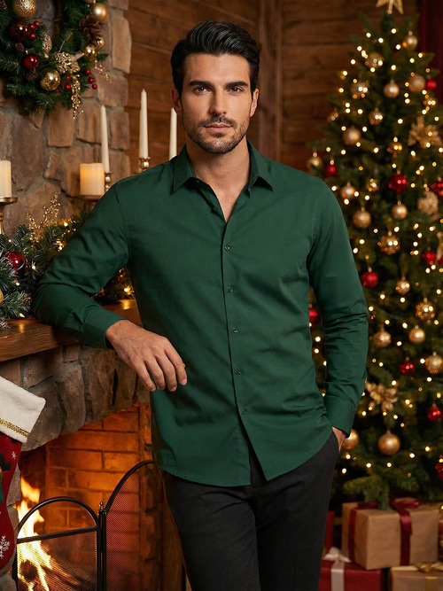 Camisa de hombre verde OZONEE O/V66Z