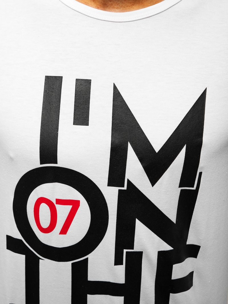 Camiseta sin mangas de hombre blanco OZONEE JS/KS2078