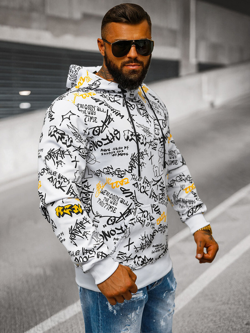 Sudadera de hombre blanca OZONEE JS/8B1101/1