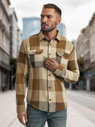 Camisa de hombre camel OZONEE NB/MC728K