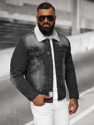 Chaqueta vaquera de hombre sherpa negra OZONEE NB/MJ513N