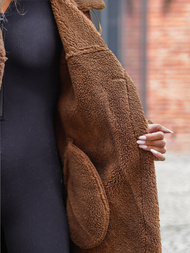 Abrigo de cuero de mujer camel OZONEE JS/11Z8253