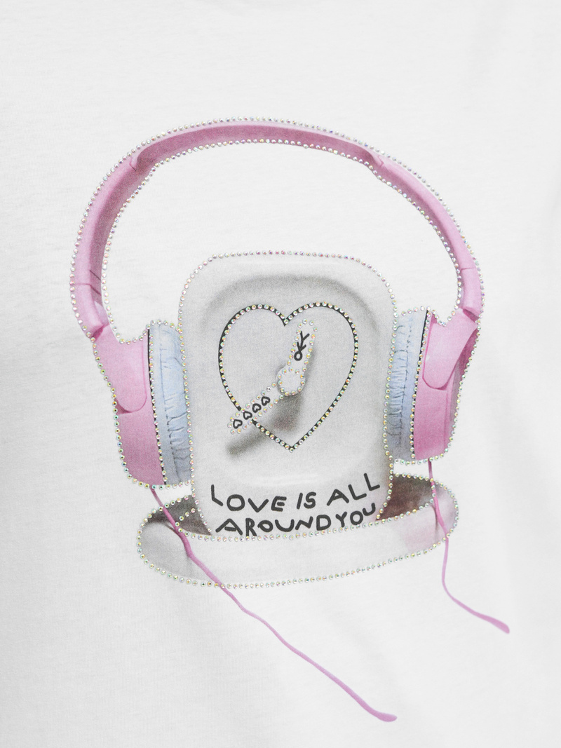 Camiseta de mujer blanco-rosa OZONEE DJ77806
