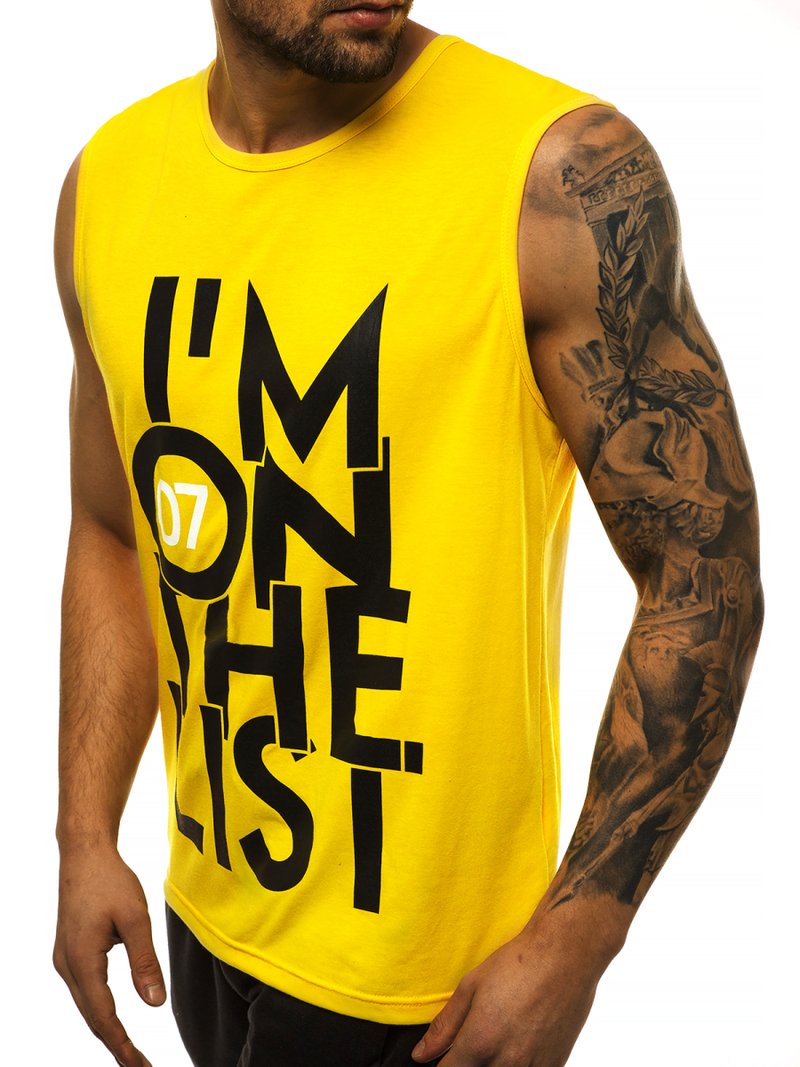Camiseta sin mangas de hombre amarillo OZONEE JS/KS2078
