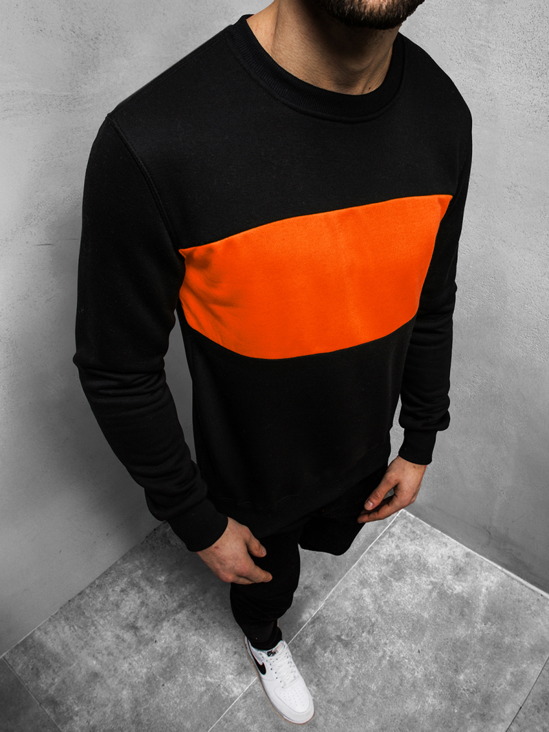 Sudadera de hombre negro-naranja OZONEE JS/2010Z