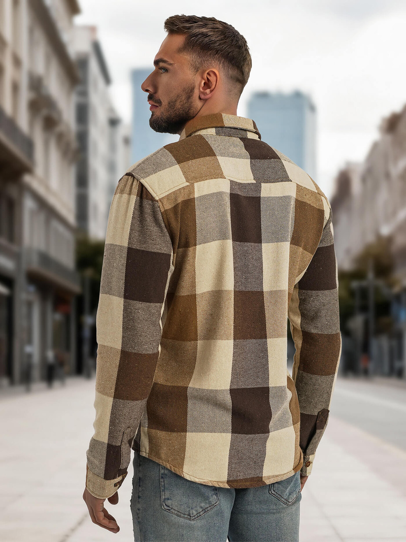 Camisa de hombre camel OZONEE NB/MC728K