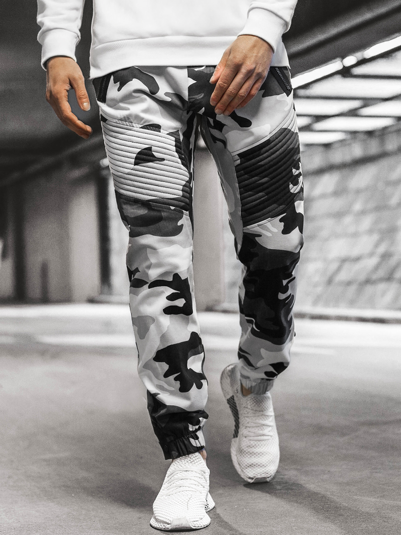 Pantalón chino jogger de hombre negro-blancos OZONEE A/0952