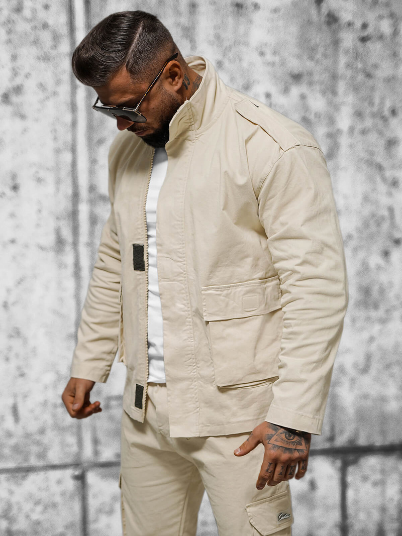 Chaqueta de hombre beige OZONEE O/G3035
