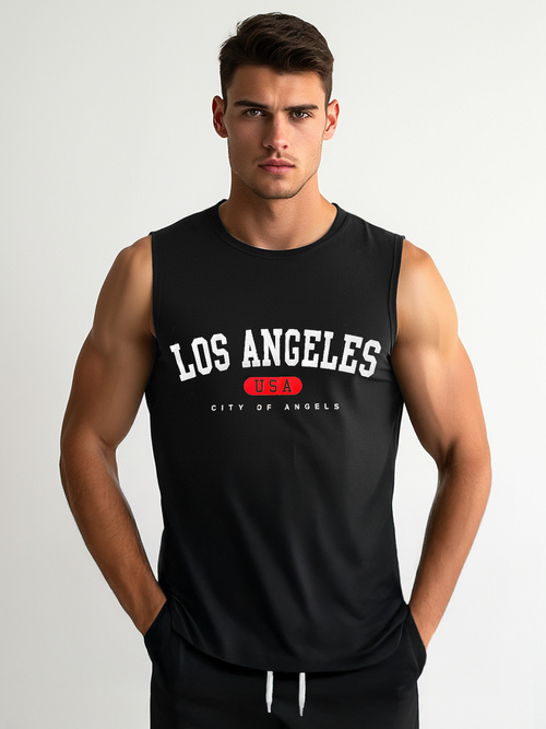 Camiseta sin mangas de hombre negra OZONEE JS/8B1715/3