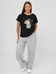 Camiseta de mujer negra OZONEE JS/95T2573/3