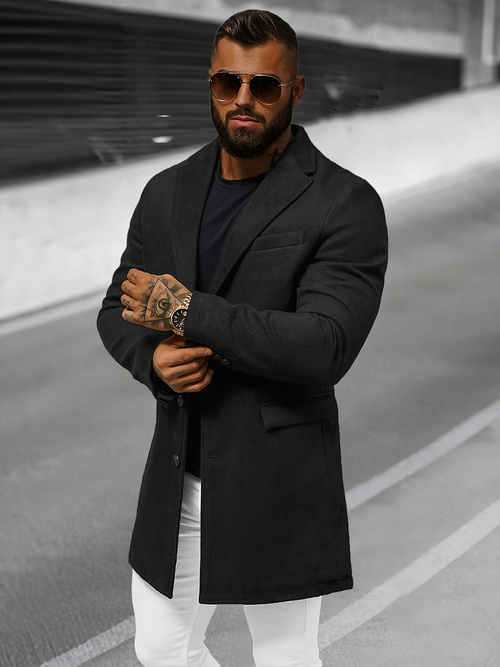 Abrigo de hombre negro OZONEE JB/1047Z