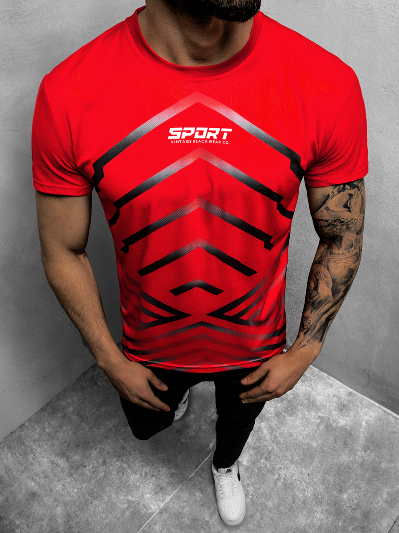 Camiseta de hombre roja OZONEE JS/KS2063Z