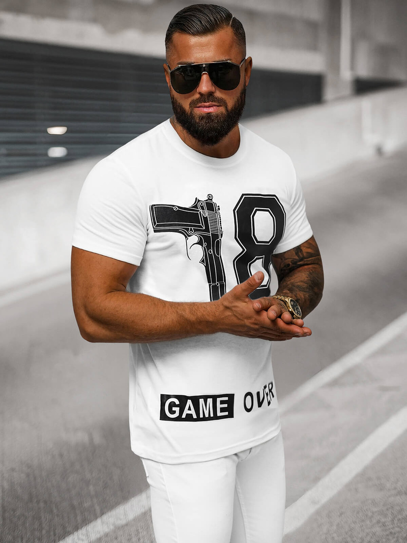 Camiseta de hombre blanca OZONEE O/T123/1Z