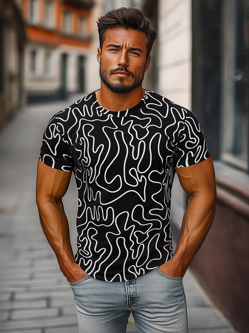 Camiseta de hombre negra OZONEE JS/8T1198/3Z