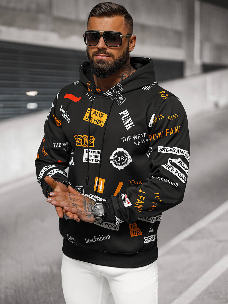 Sudadera de hombre negra OZONEE JS/8B1250/3