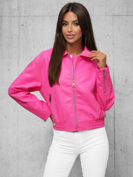Chaqueta de cuero para mujer rosa OZONEE O/G116Z