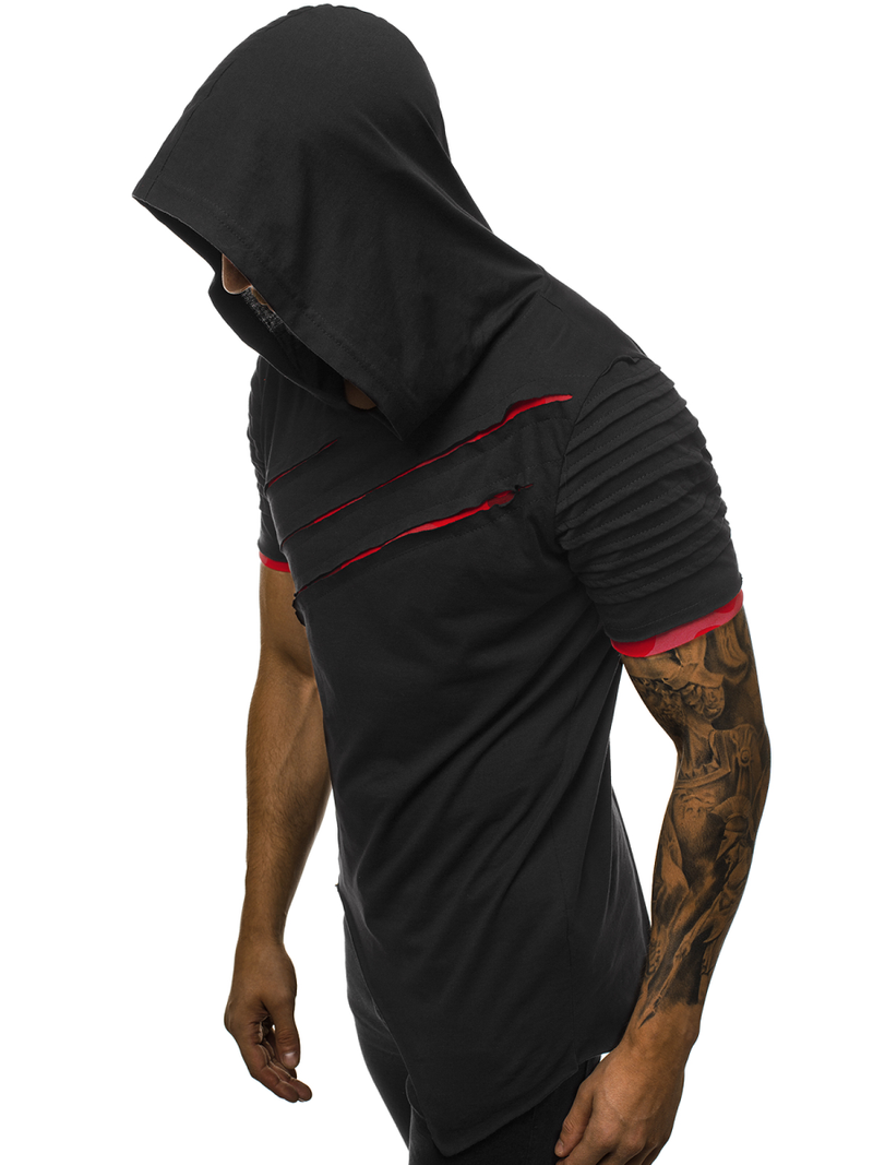 Camiseta de hombre negro-roja OZONEE O/1187XZ