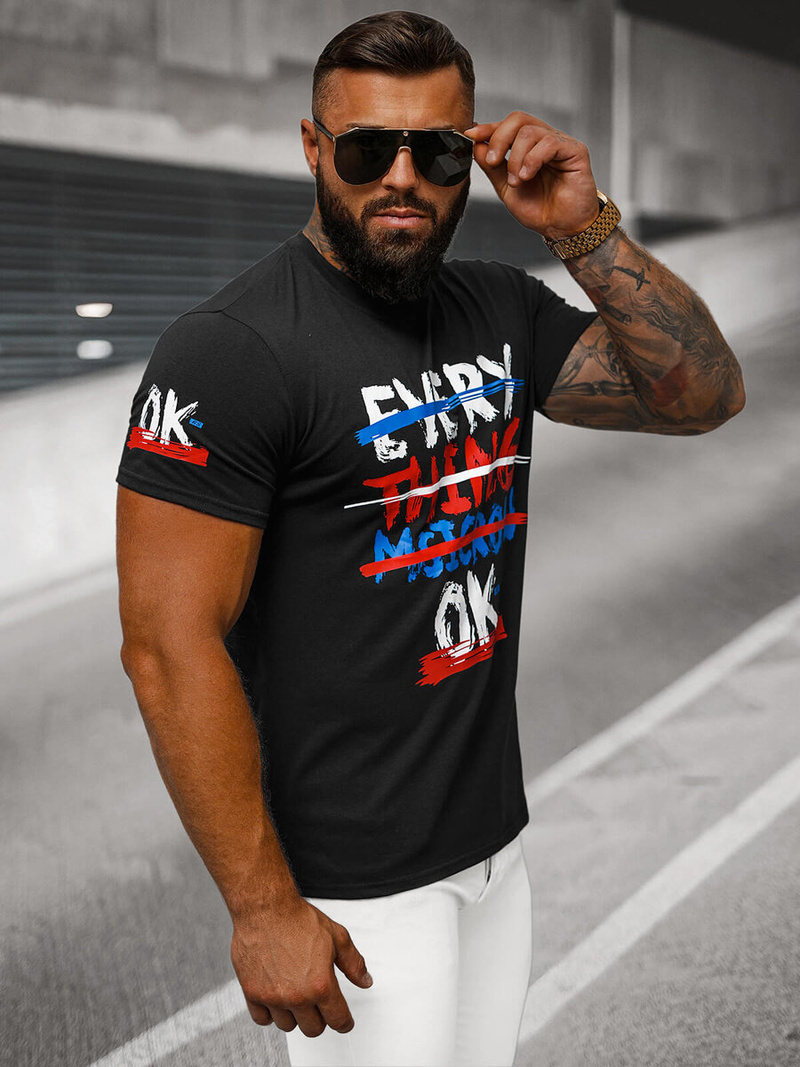 Camiseta de hombre negra OZONEE O/8T1266/3