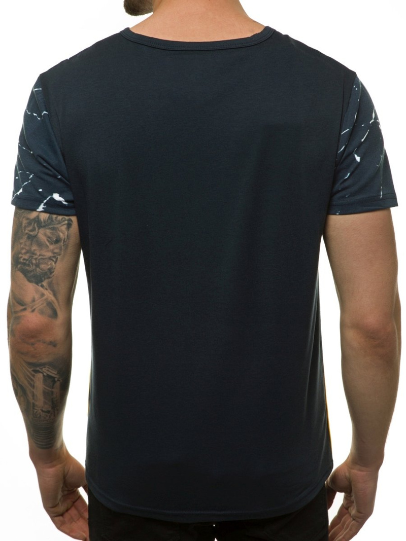 Camiseta de hombre azul marino amarillo OZONEE JS/SS11119
