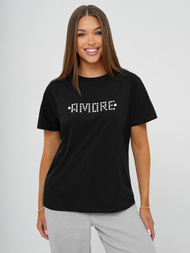 Camiseta de mujer negro-plata OZONEE JS/YJ77716