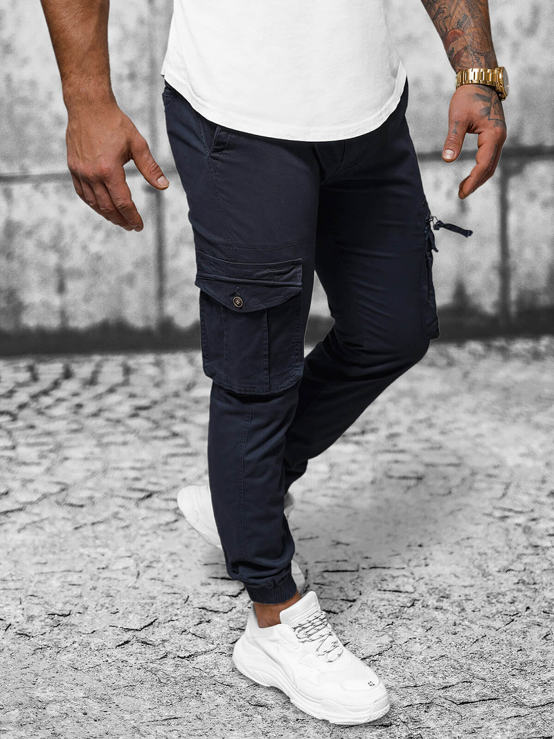 Pantalón chino jogger de hombre azul marino OZONEE NB/MP0201BS