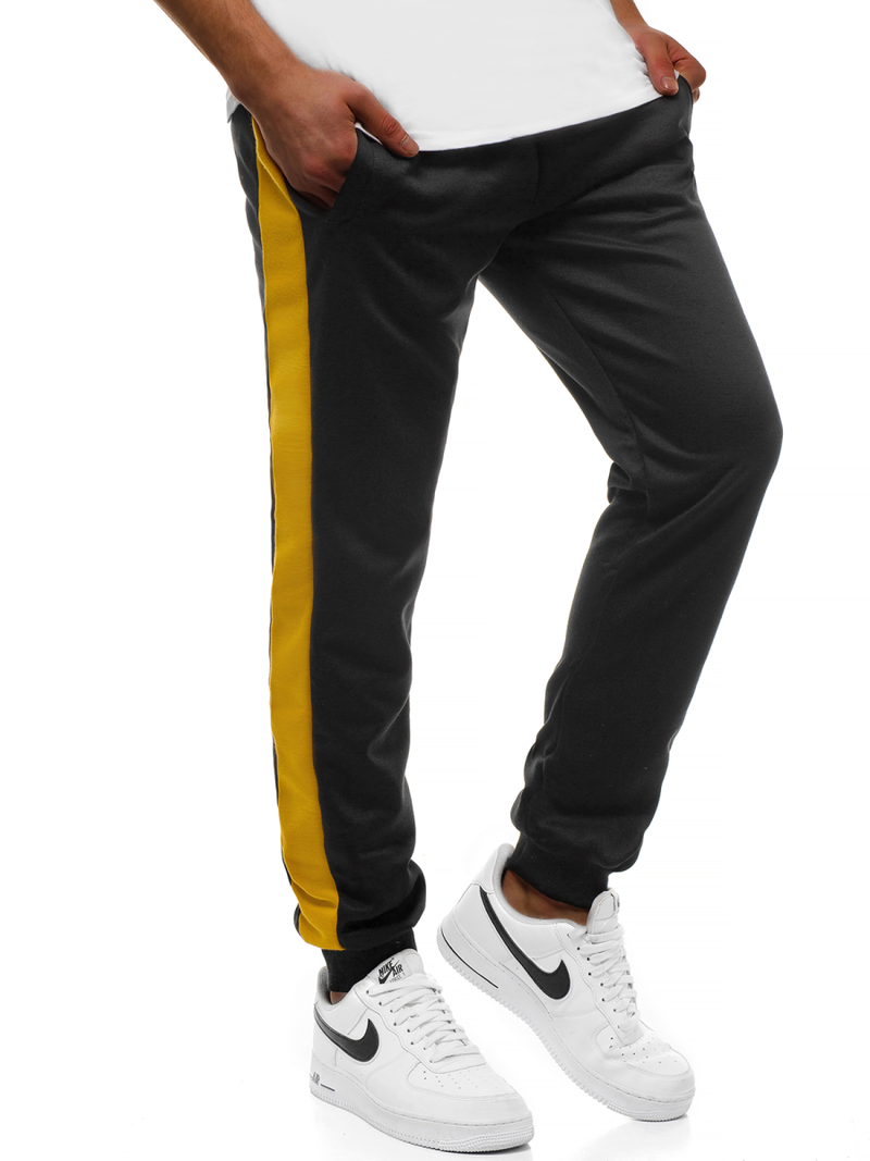 Pantalón de chándal de hombre negro amarillo OZONEE JS/JZ11003