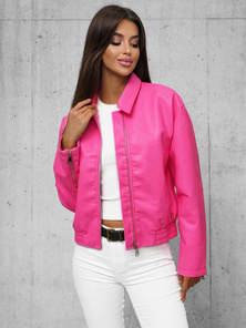 Chaqueta de cuero para mujer rosa OZONEE O/G116Z