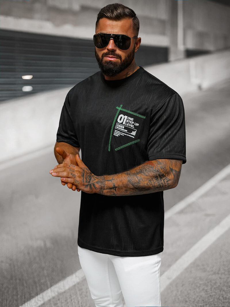 Camiseta de hombre negra OZONEE O/3C333